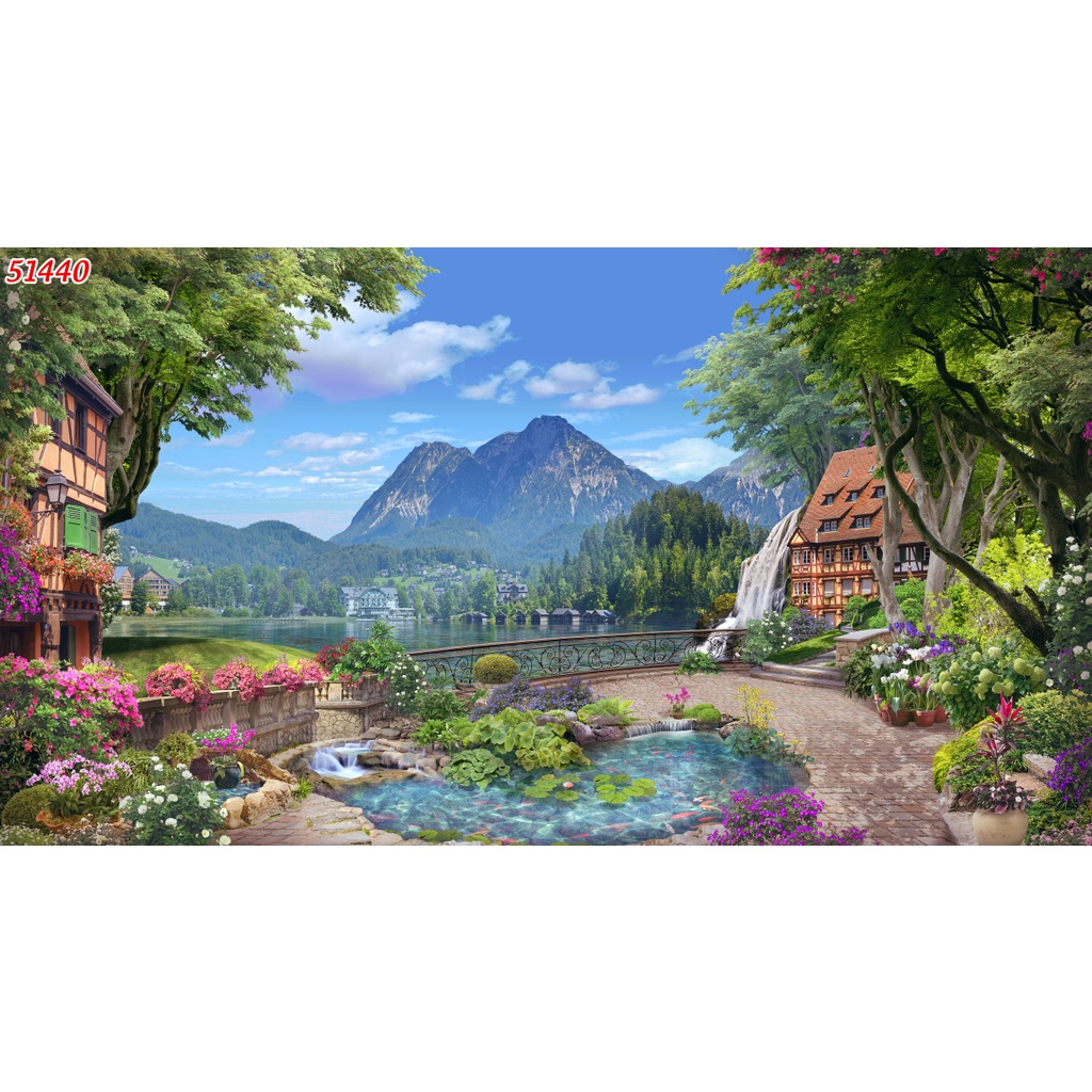 Tranh dán tường Quán Cafe, Trà Sữa, Trang Trí Cửa Hàng 3D mẫu hot