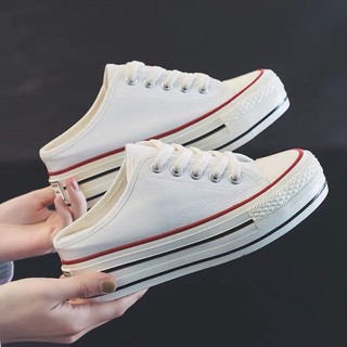 2021  Giầy lười độn đế gót 5cm dáng thể thao sẵn trắng 36