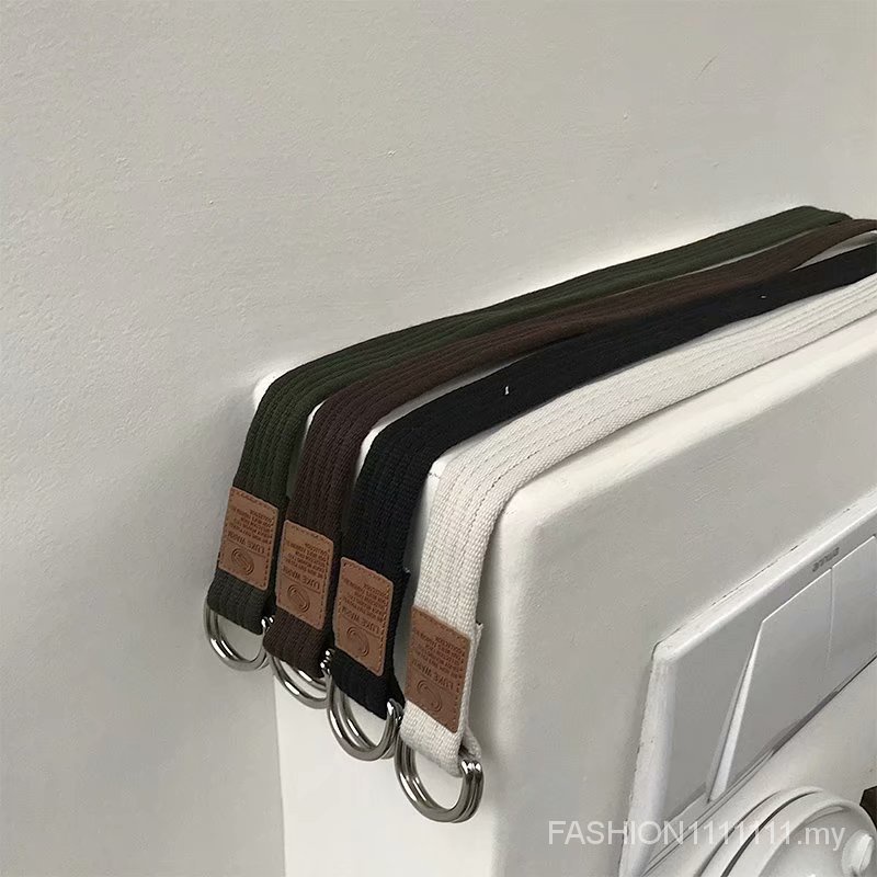 Thắt Lưng Vải Canvas Khóa Tròn Đôi Kiểu Hàn Quốc Thiết Kế Đơn Giản Thời Trang Cho Nam