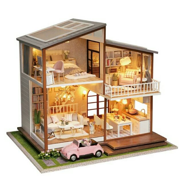 Kèm mica và nhạc – Mô hình nhà gỗ búp bê dollhouse DIY – A080 Slow Time