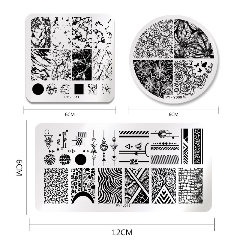 Khuôn In Trang Trí Móng Tay Bằng Thép Không Gỉ Họa Tiết Hoa Lá Xinh Xắn