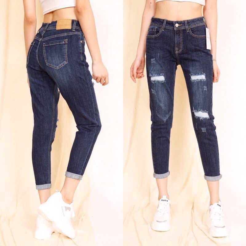 quần jean boy vnxk Zara mài rách co giãn
