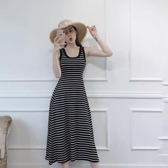 Váy ba lỗ maxi kẻ sọc