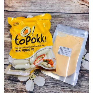 Bánh gạo tokbokki nhân phô mai 500G kèm bột phô mai 50g