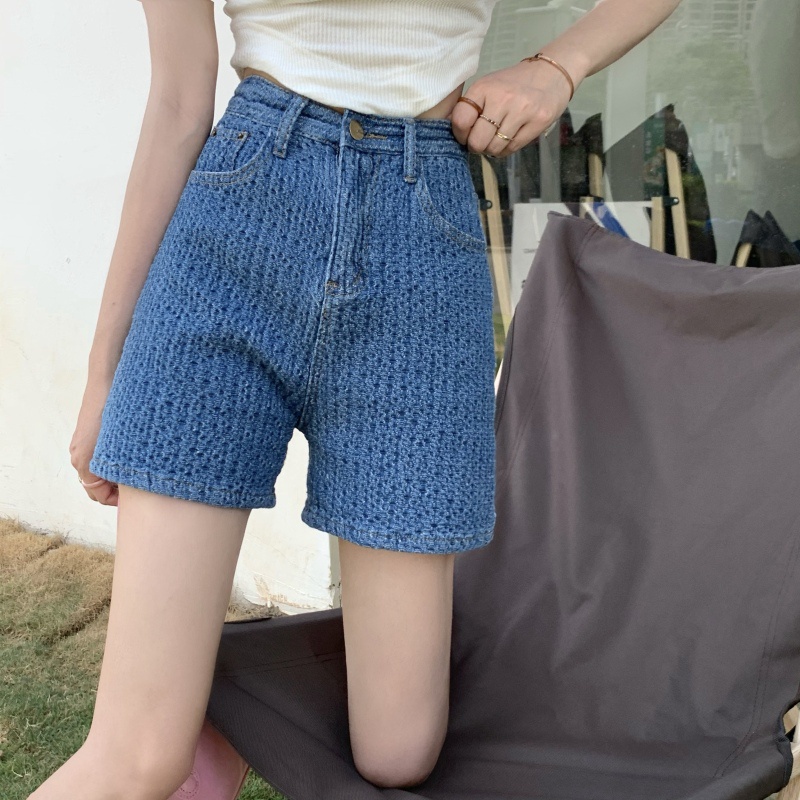Quần Short Denim Lưng Cao Dáng Rộng Hợp Thời Trang