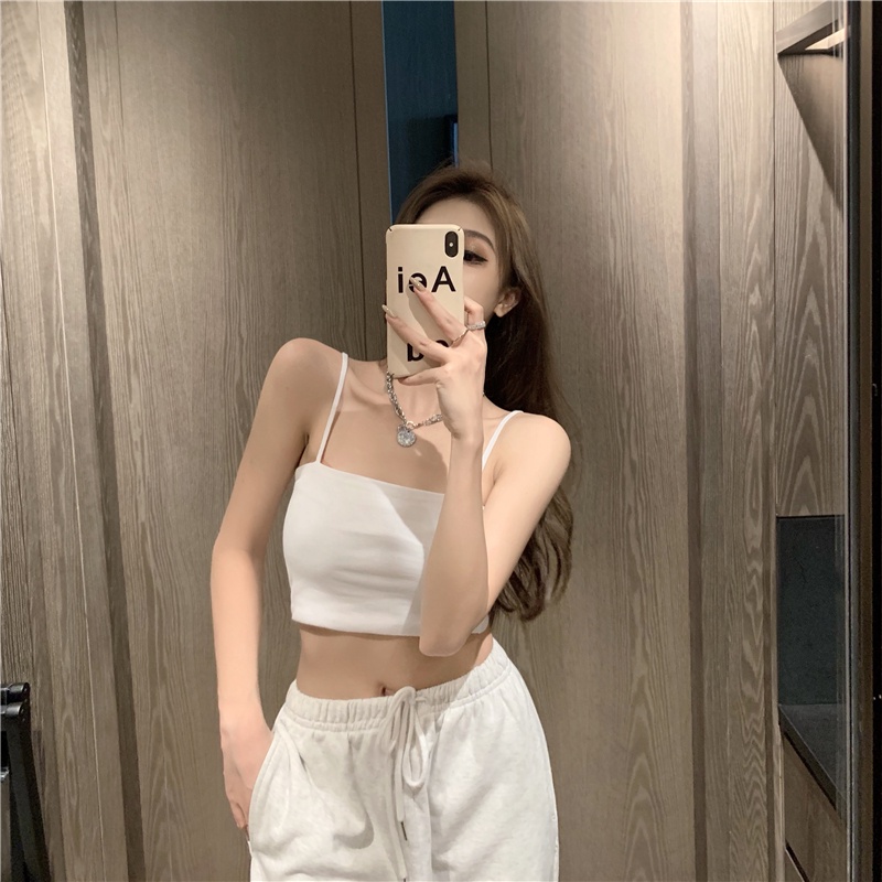 Áo hai dây 1cm croptop CERAY màu đen / màu trắng CRA018