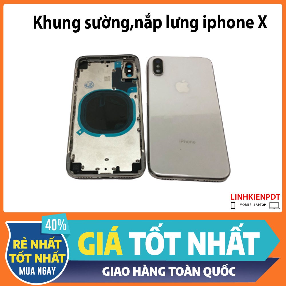 Khung sườn, nắp lưng iPhone  X  ( nút nguồn , nút volume , nút gạt rung , khay sim )