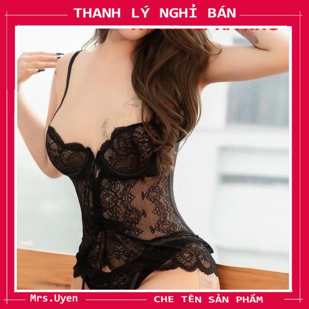 Bộ ngủ body ren quyến rũ, cực tôn dáng, bodysuit ren kèm kẹp, garter corset ren sexy [gc01] | BigBuy360 - bigbuy360.vn