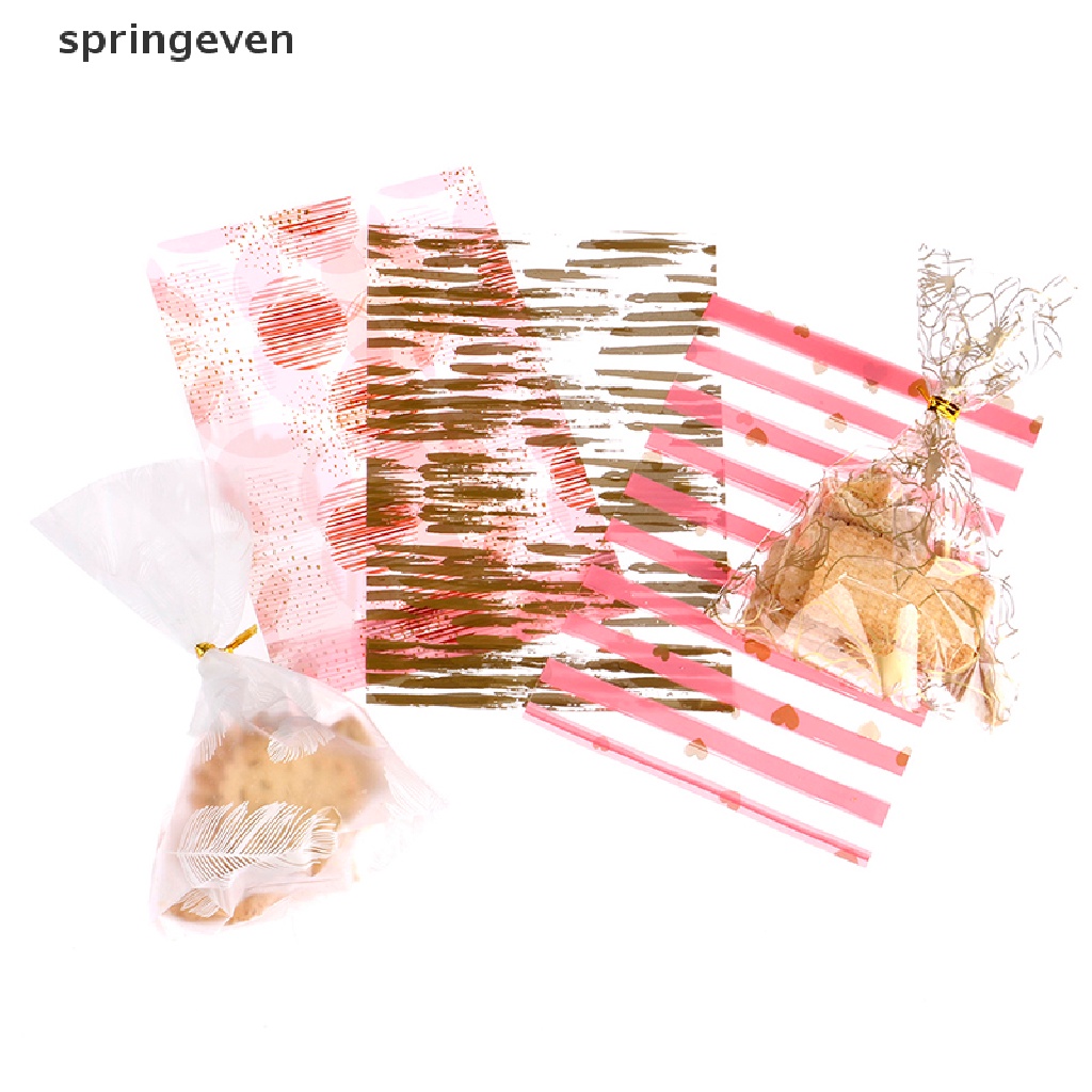 springeven Creative Cookie Candy Bags 50pcs Wedding Birthday Favors Party Plume Plastic Bag RFT