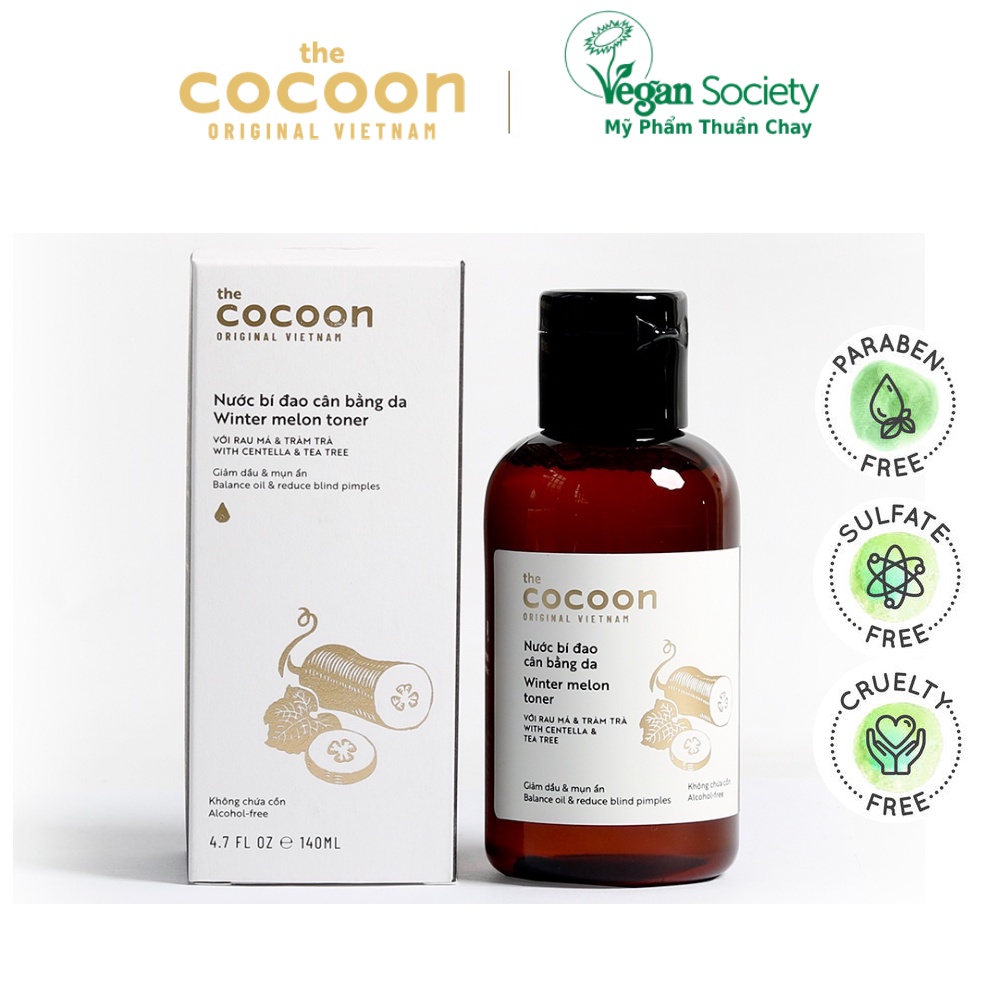 Nước bí đao cân bằng da (Winter melon toner) Cocoon 140ml - Vegan Society