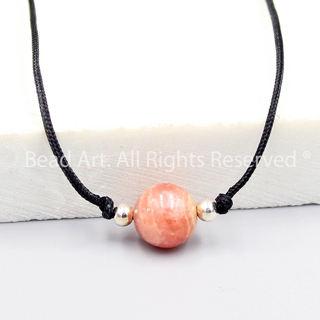 Dây Chuyền (Vòng Cổ) Handmade Đào Hoa (Rhodochrosite) 8MM, Trang Sức Phong Thuỷ, Mệnh Hoả, Mệnh Thổ - Bead Art (1)