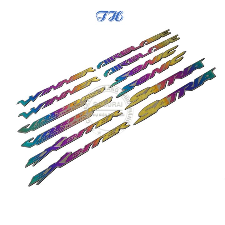 Cặp tem titannium dán hông xe máy chữ winner, winner x, exciter, sonic, air blade,  satria, sh, vario