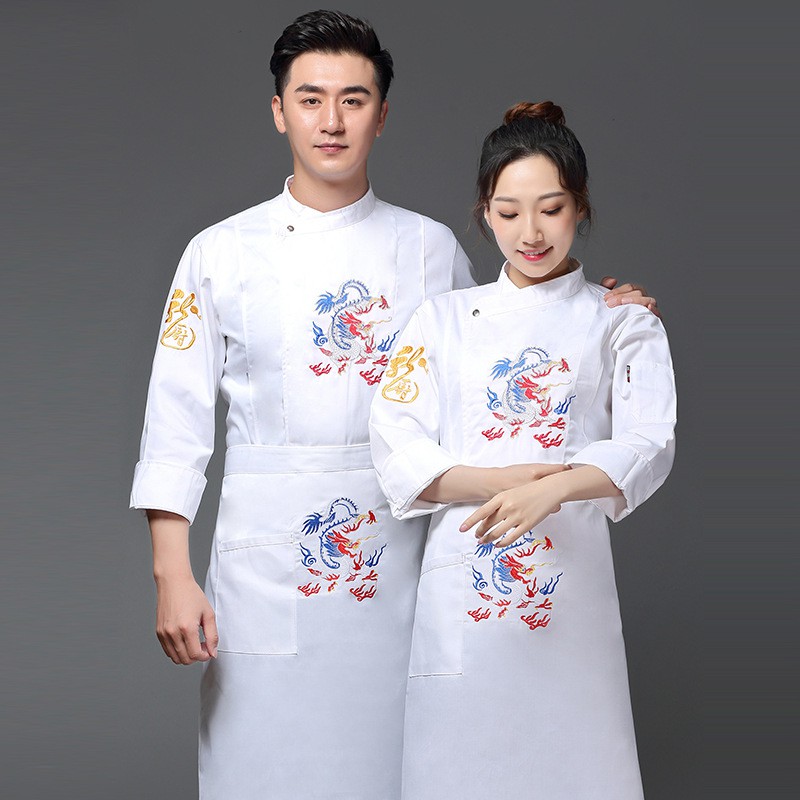 Trang Phục Đầu Bếp Thêu Hình Rồng Phong Cách Trung Hoa