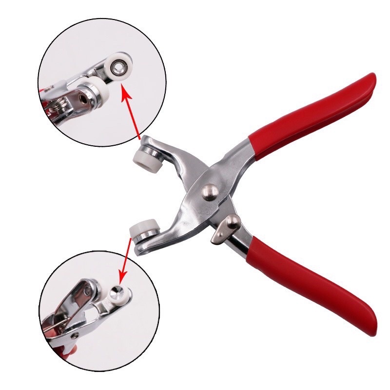 Kìm Bấm Cúc Vành Áo Kim Loại Đa Năng Bộ Kìm Bấm Khuy Kèm Cúc Bấm 9.5mm Thép Không Gỉ, Khoen Ore Quần Áo Tiện Lợi