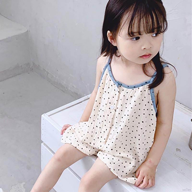 Jumpsuit Sát Nách Hoạ Tiết Chấm Bi Xinh Xắn Cho Bé Gái