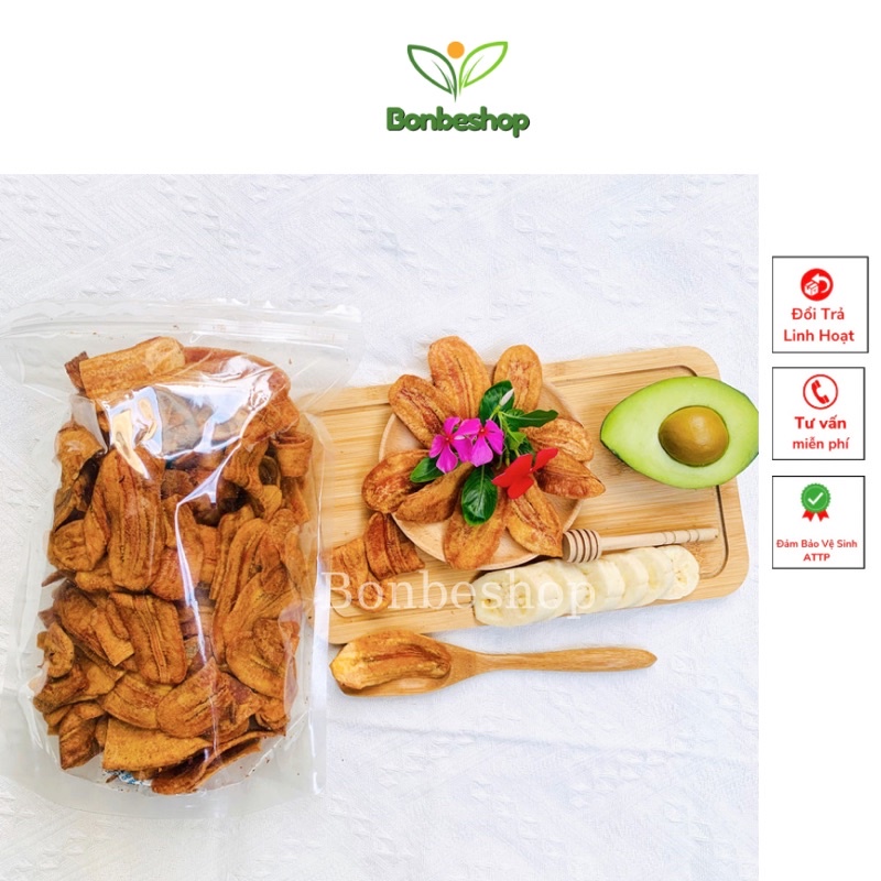500gr Chuối Sấy Mộc  Không Đường Ăn Kiêng, Thơm Ngon, Giòn Rụm