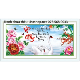 Tranh thêu vợ chồng 78x40cm chưa thêu 3d 88879