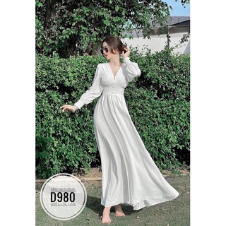 Bigsize Đầm maxi tay phồng D980