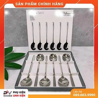 Bộ thìa 6 món - inox 304 - thìa ăn súp - thìa ăn cơm sang trọng -