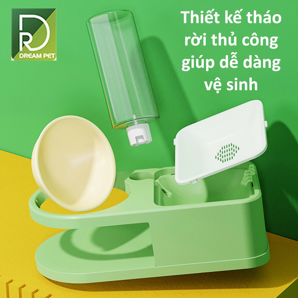 Bát Ăn Bình Cấp Nước Tự Động Cho Chó Mèo - Bát Ăn Gốm Sứ Kèm Bình Cấp Nước Tự Động Cho Chó Mèo Dreampet (PKW022)