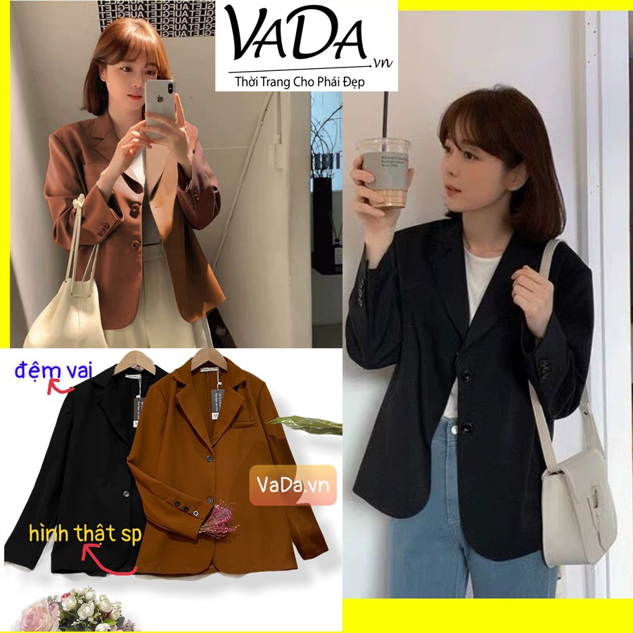 Áo khoác cổ Vest công sở Nhẹ Nhàng có đệm vai, không túi ,1 lớp nhé khách xinh lắm ạ - Thời Trang VADA (AU6)