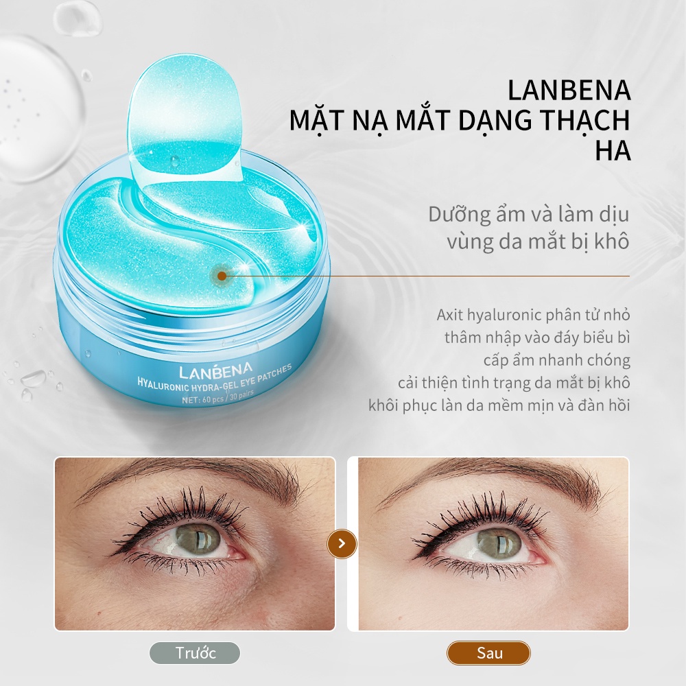 Hộp 60 mặt nạ mắt LANBENA vitamin C retinol giảm quầng thâm và nếp nhăn chống lão hóa