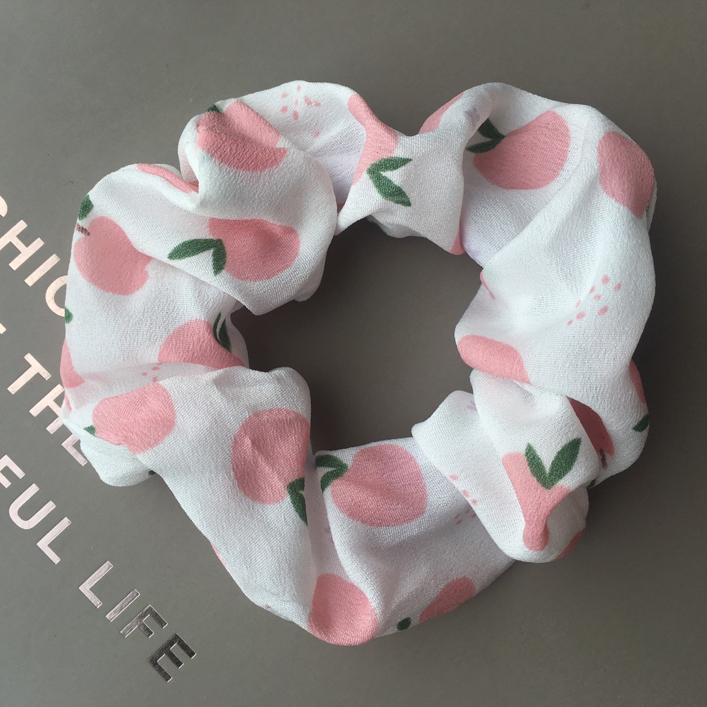 Dây cột tóc Scrunchies in họa tiết trái cây thời trang mùa hè xinh xắn INS