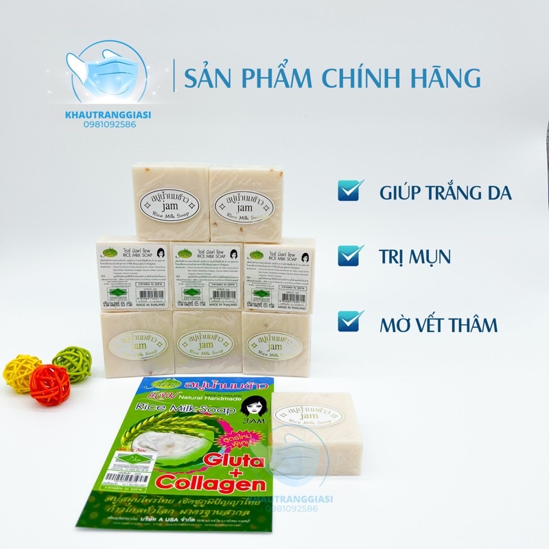 Xà bông trắng da cám gạo Thái Lan Rice milk Soap