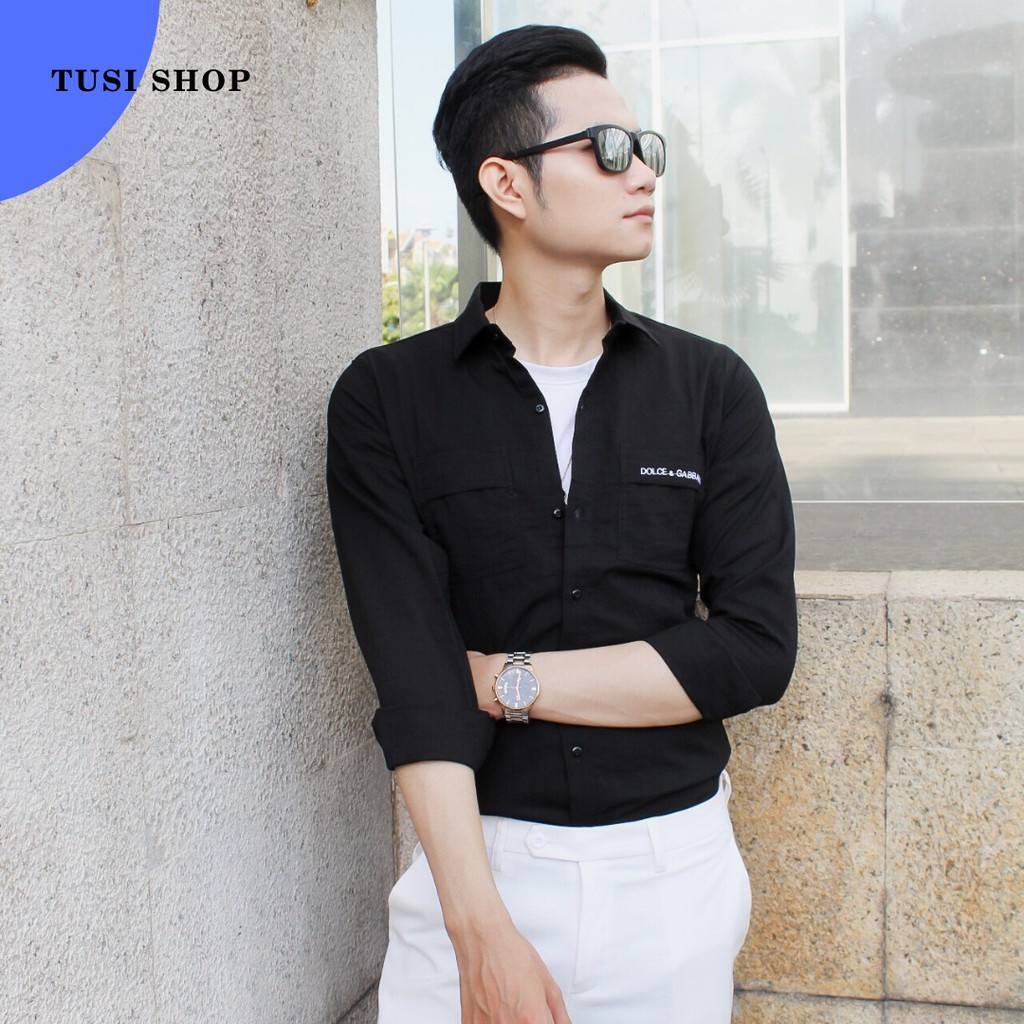 Áo sơ mi nam dài tay vải đũi xước