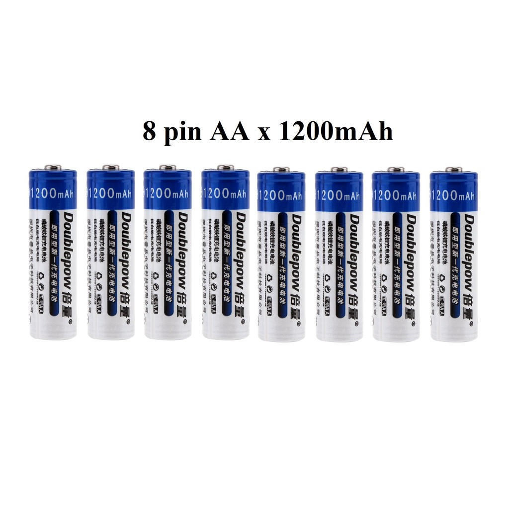 Bộ 8 viên pin tiểu sạc Doublepow AA 1200mAh