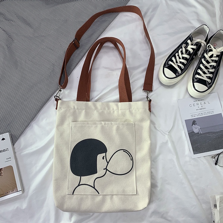 Túi Xách Vải Canvas Kích Cỡ Lớn Kiểu Dáng Dễ Thương Xinh Xắn Dành Cho Nữ