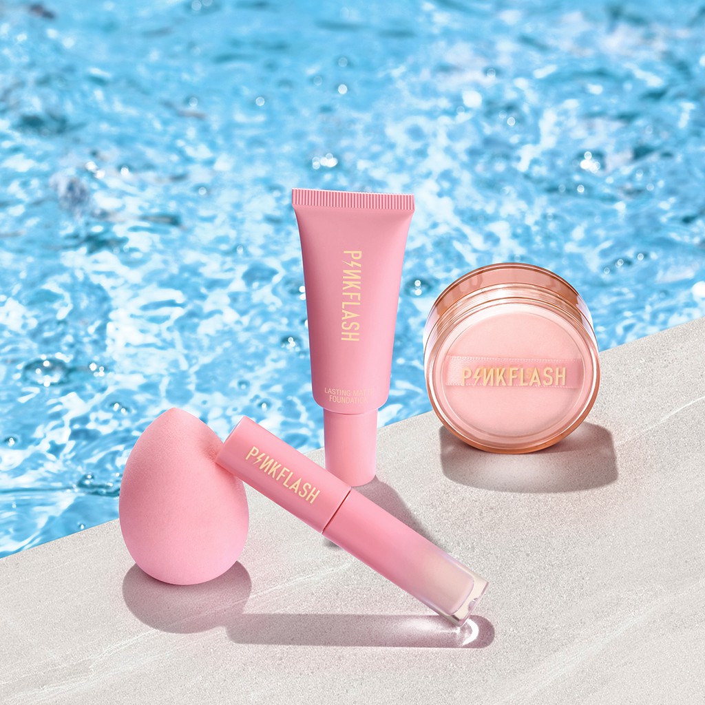 Set kem nền/kem che khuyết điểm/phấn phủ và mút trang điểm PINKFLASH kiềm dầu chống thấm nước lâu trôi cho mùa hè 4 Pieces 120g | BigBuy360 - bigbuy360.vn