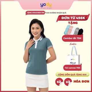 Áo Polo Nữ YODY Coolmax, Áo Thun Có Cổ Nữ Thoáng Mát Thấm Hút Mồ Hôi Bo Cổ Phối Màu Chính Hãng APN5304
