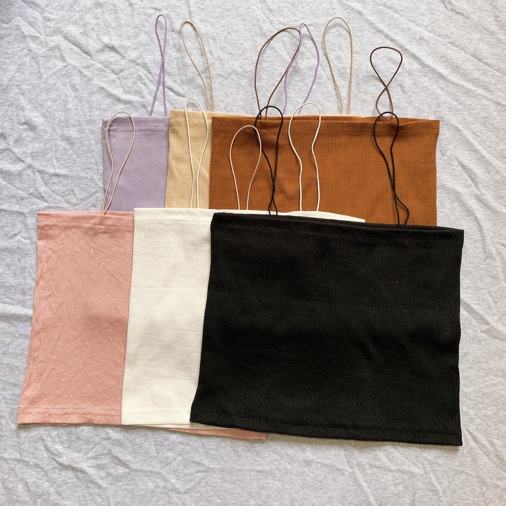 Áo hai dây sợi bún croptop CRA019 chất bo gân nhiều màu