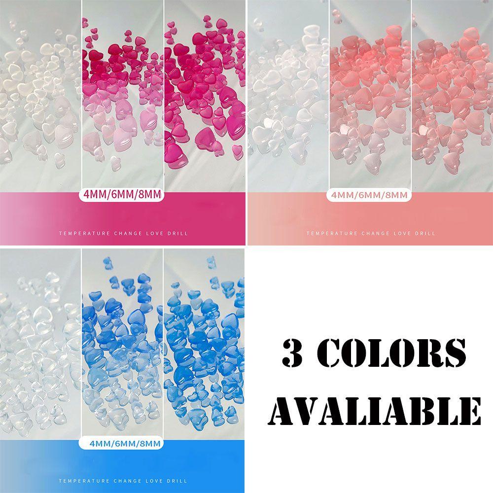 ღOKDEALSღ 100Pcs/bag Manicure Light Changing DIY Love Heart Nail|Color-changing Nail Art Decorations Nail|Ice Transparent 4/6/8mm/Multicolor