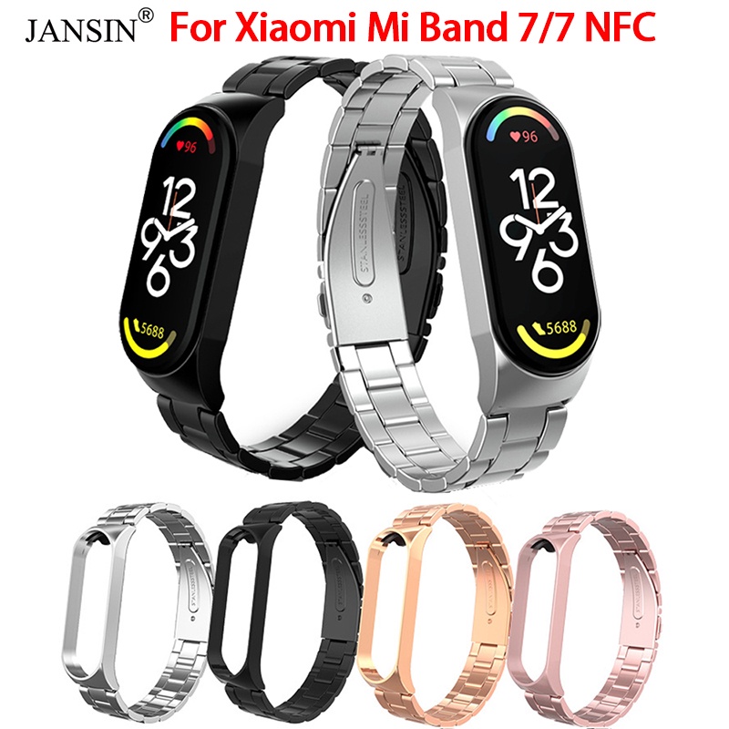 Dây đeo thay thế JANSIN chất liệu kim loại dạng lưới thời trang cho xiaomi mi band 7 7 nfc smart band