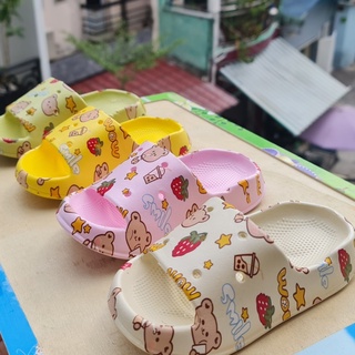 Dép bánh mì in hình gấu dâu cho bé trai bé gái, siêu nhẹ