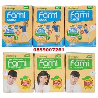 VỈ SỮA ĐẬU NÀNH FAMI NGUYÊN CHẤT/ CANXI 6x200ML