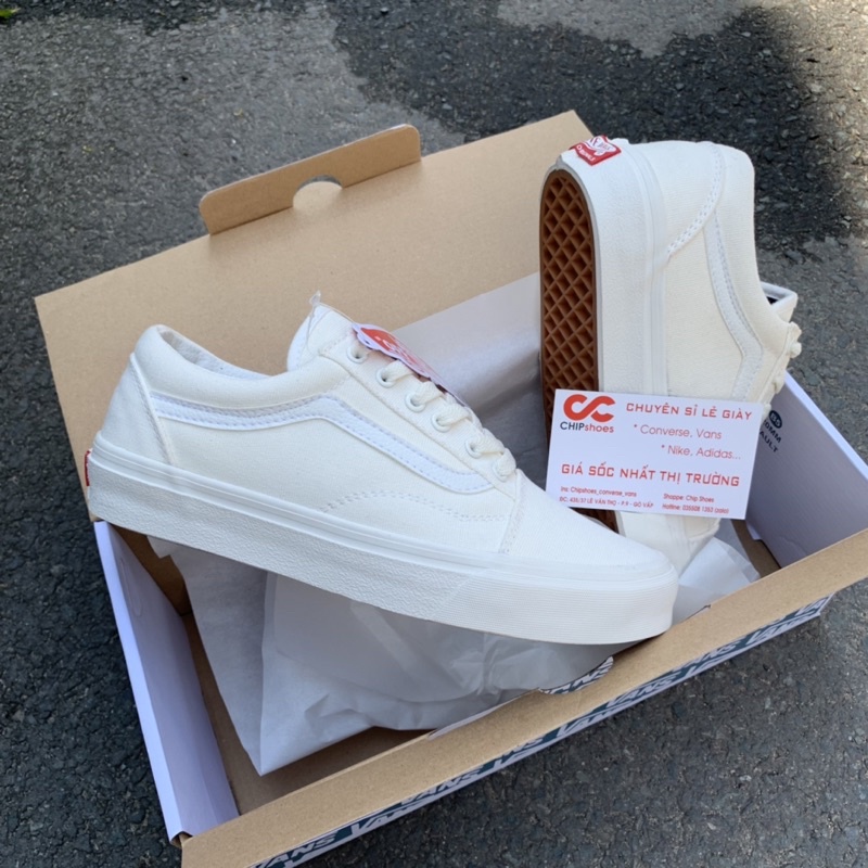 Giày⚡️Vans Old Skool Full trắng⚡️ R 1:1 (Full box)
