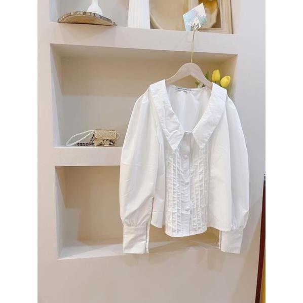 BÁN SỈ ÁO SƠ MI CỔ NHỌN TAY BỒNG LI NGỰC