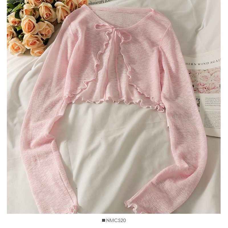 Áo Khoác cardigan Dệt Kim Mỏng Dáng Ngắn Thời Trang Mùa Hè Cho Nữ