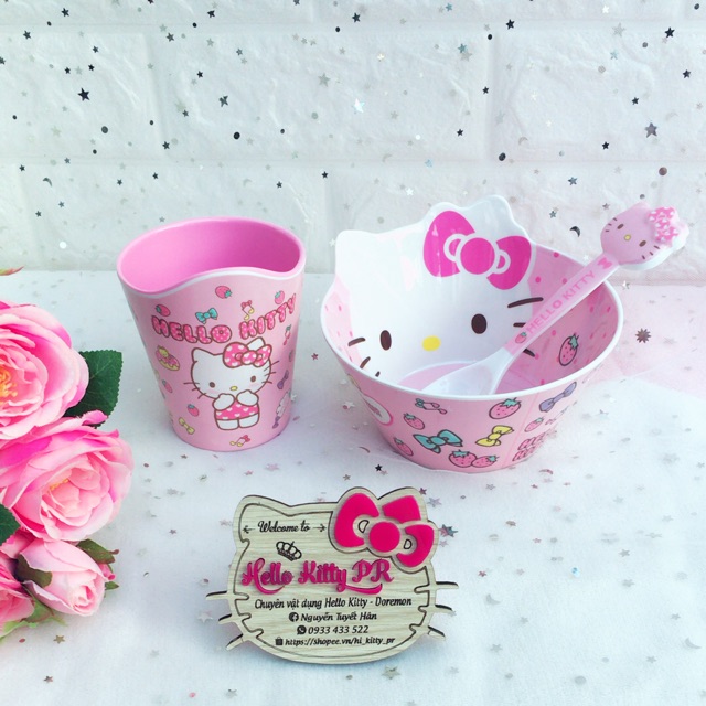 Set combo chén tô muỗng ly HELLO KITTY