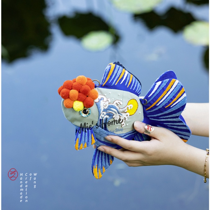 Bộ Dụng Cụ Thêu Tay Thủ Công DIY Nguyên Liệu - Tự thêu may túi xách túi tote Hình Cá Phong cách Độc Đáo - Mie Handmade