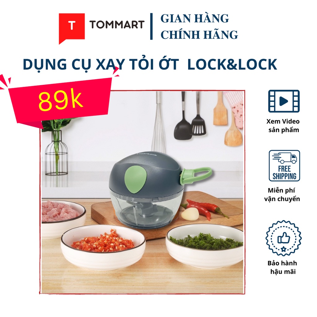 Máy xay Cầm tay Đa năng LocknLock, Dụng cụ xay tỏi ớt, hành, thịt, cá, rau củ quả đa năng 180ml