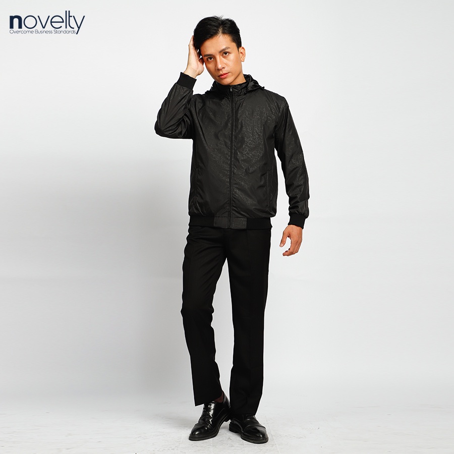 Áo jacket nam in chìm nón rời Novelty trượt nước màu đen 2203242