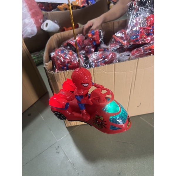 Lồng đèn Trung Thu nhện lái moto nhạc đèn đồ chơi dùng pin( tặng kèm pin)