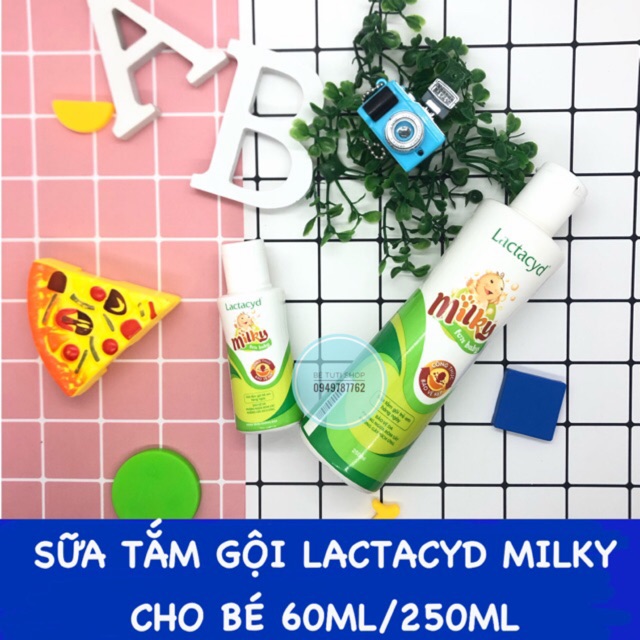 [Mã 267FMCGSALE giảm 8% đơn 500K] Sữa tắm gội cho bé Lactacyd Milky 60ml/250ml