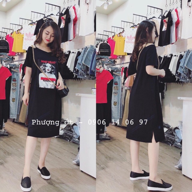 Váy xuông cotton trễ vai