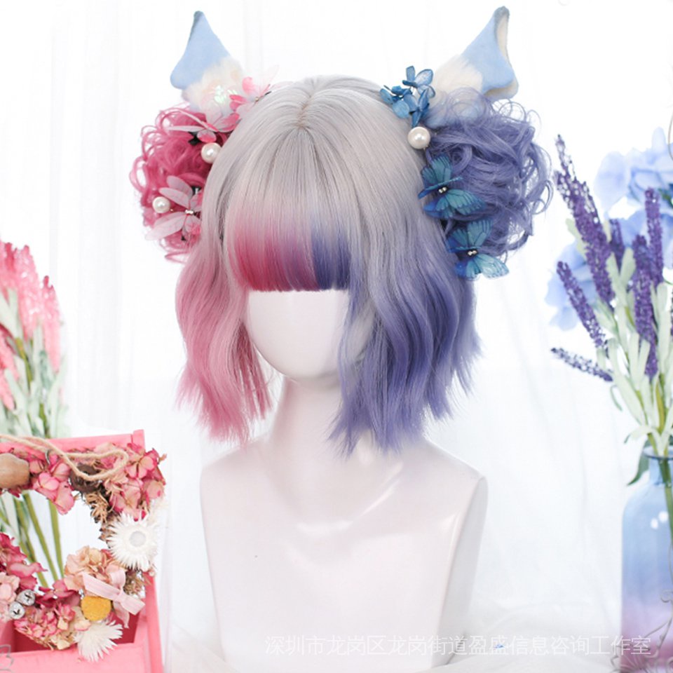 Bộ Tóc Giả Ngắn Xoăn Gợn Sóng Tự Nhiên Phong Cách Lolita Dùng Hóa Trang Cho Nữ