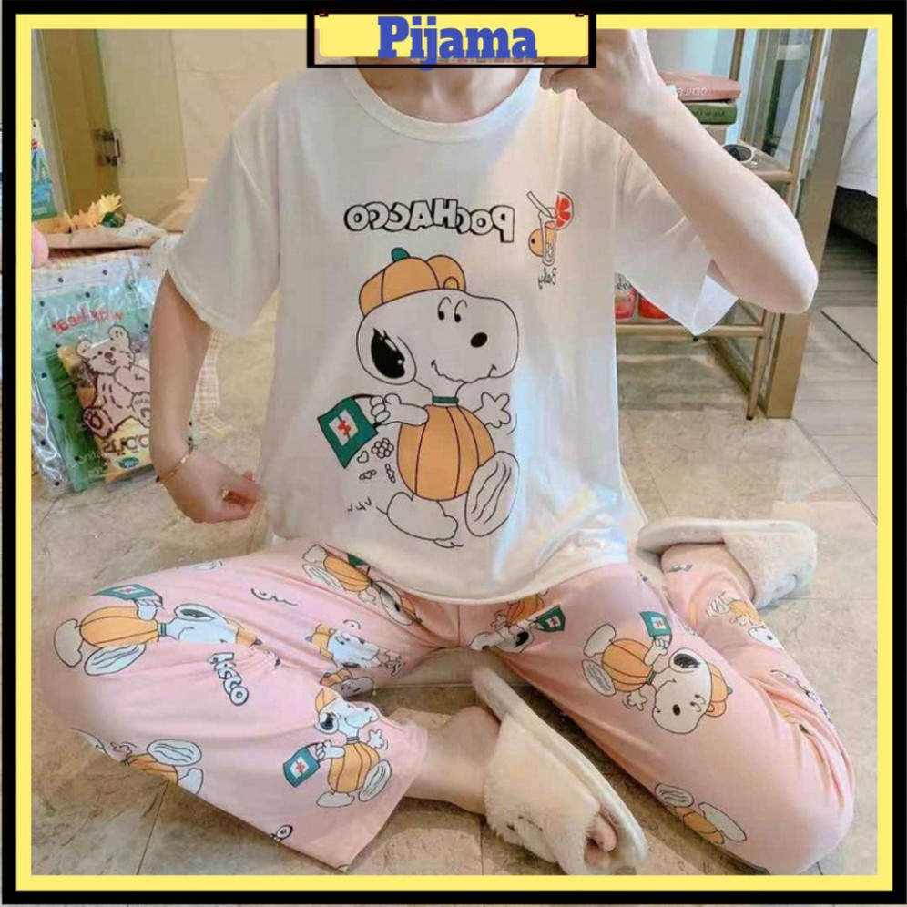 Đồ bộ nữ ❤️Freeship❤️ Bộ mặc hè cotton đẹp hoạt hình dễ thương phiên bản Hàn Quốc - bộ Pijama - pijama lụa